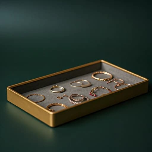 Jewelry carefully organized in a luxury storage tray